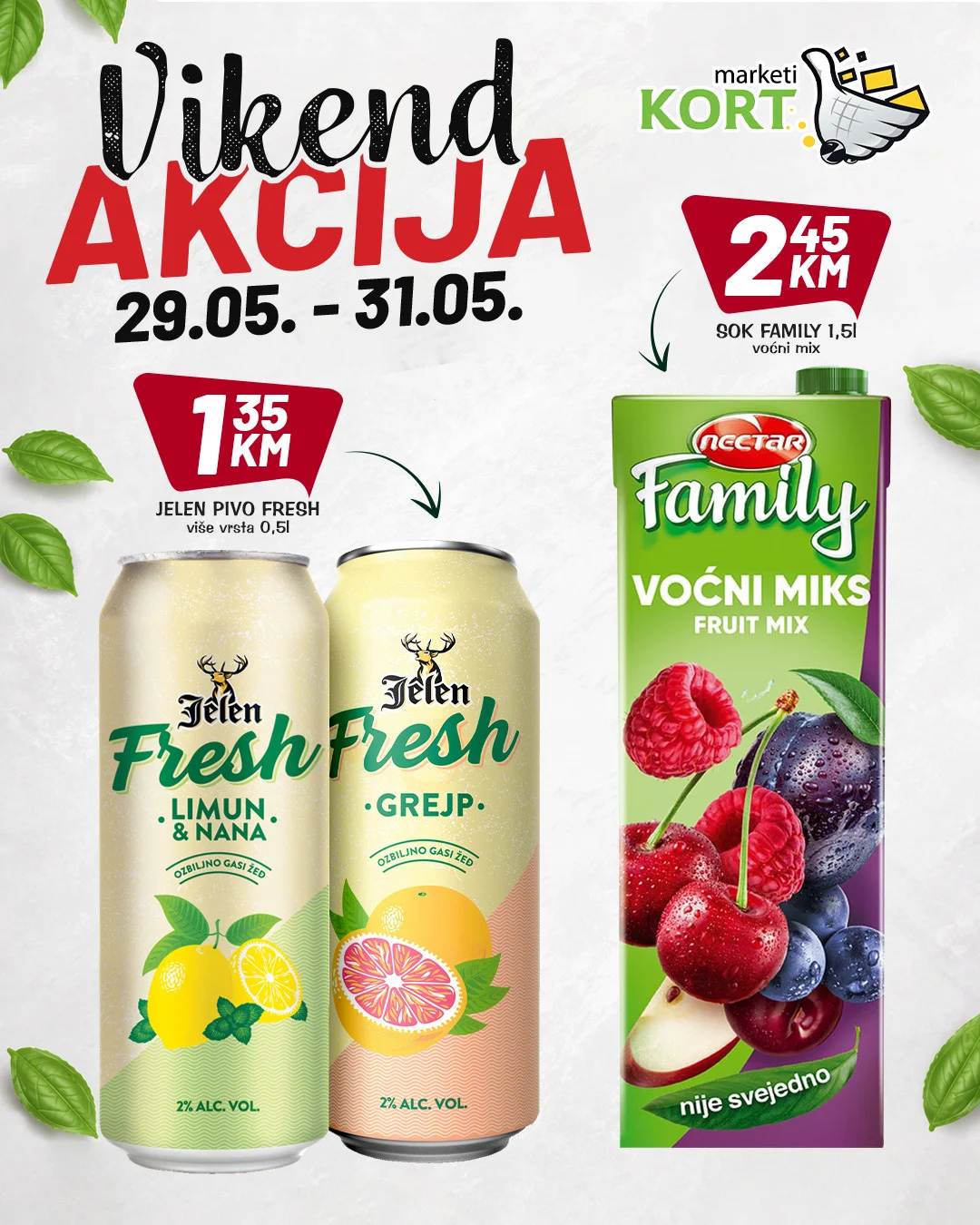 Kort vikend akcija 29-31.5.2026.