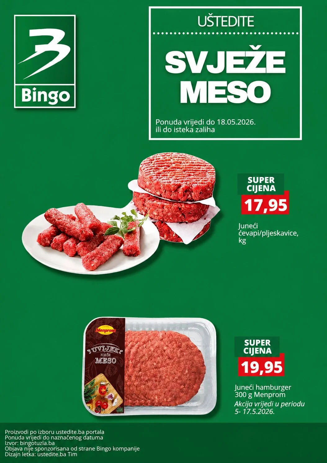 Bingo akcija SVJEŽE MESO - sniženje do 18.5.2026. 