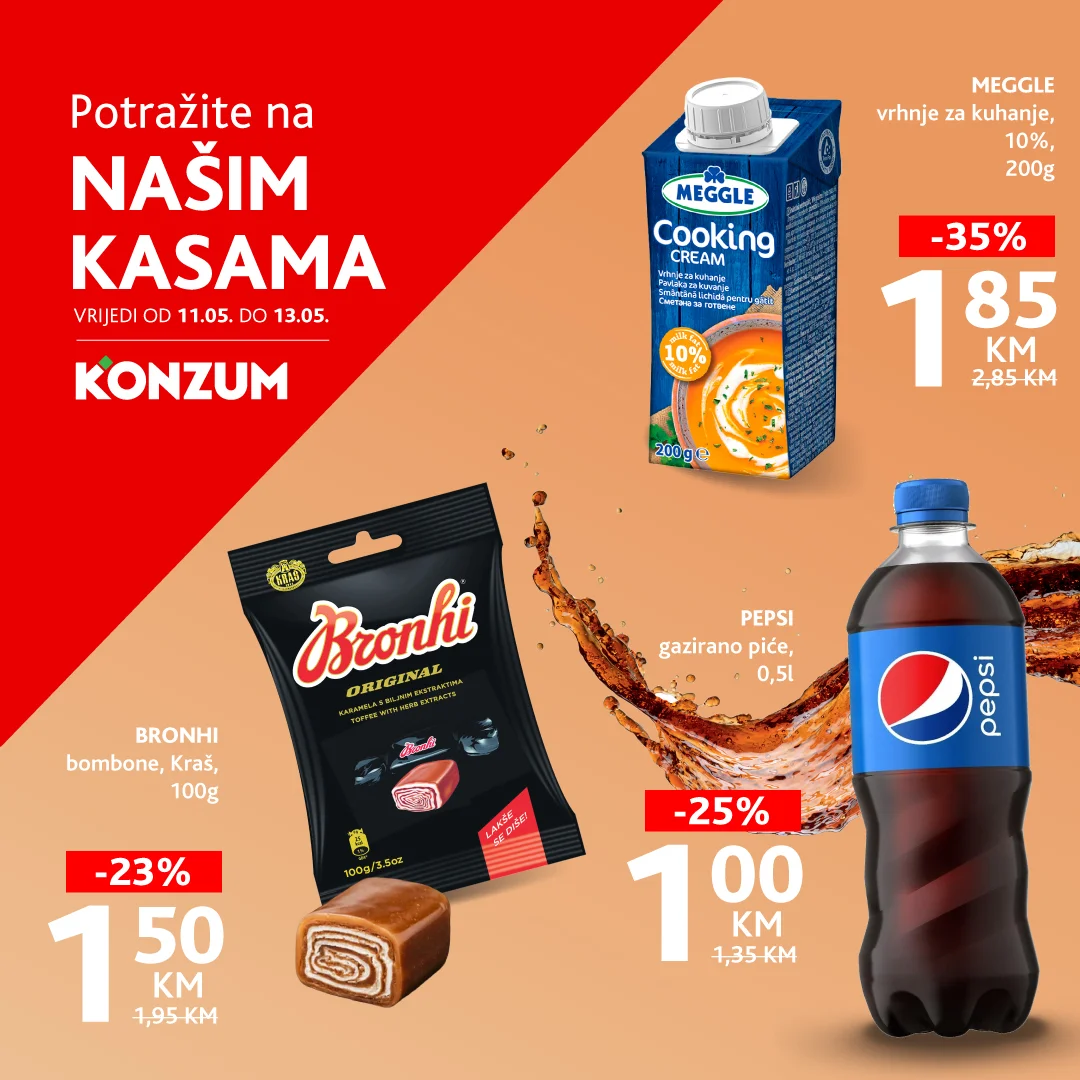 Konzum AKCIJA NA KASAMA 11-13.5.2026.