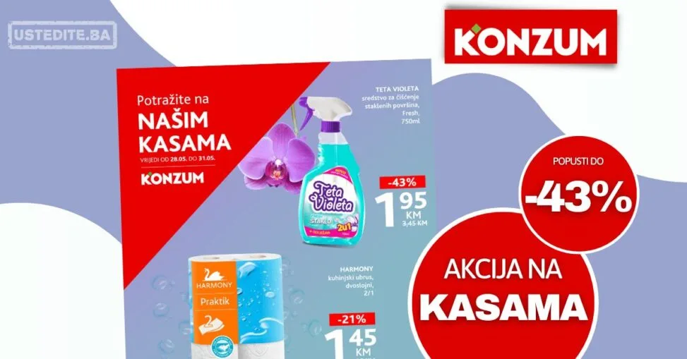 Konzum AKCIJA NA KASAMA 28-31.5.2026.