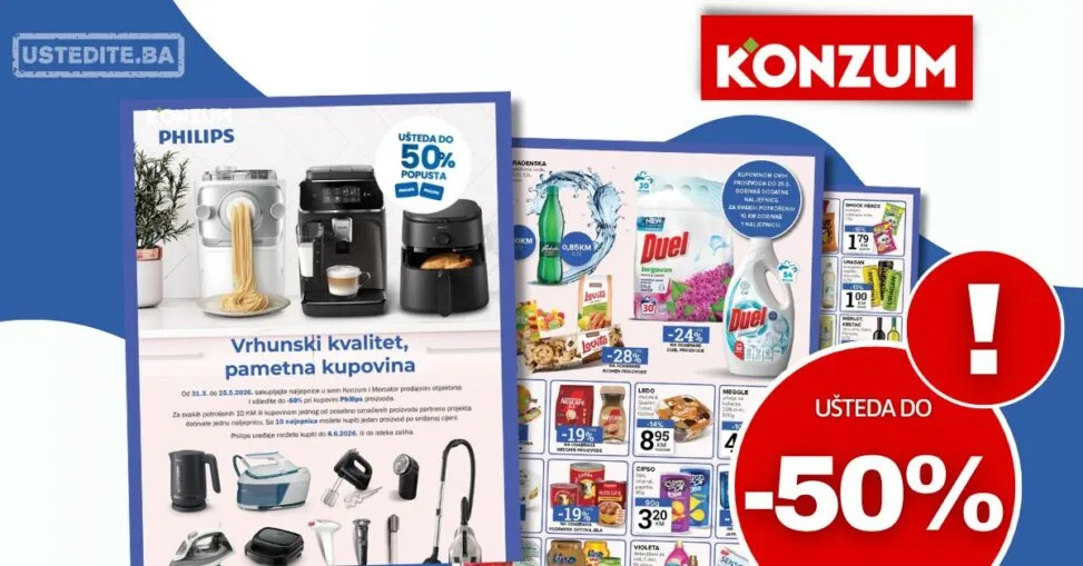 Konzum katalog UŠTEDITE do 50% 28.4-4.5.2026.