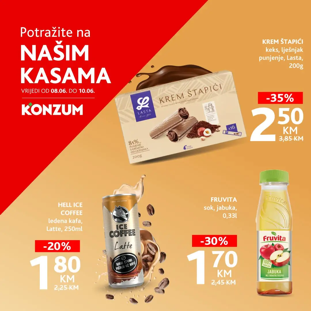 Konzum AKCIJA NA KASAMA 8-10.6.2026.