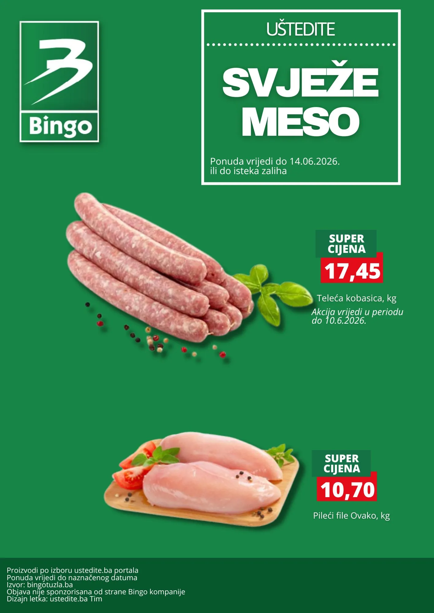 Bingo akcija MESNICA - sniženje do 14.6.2026. - str. 1