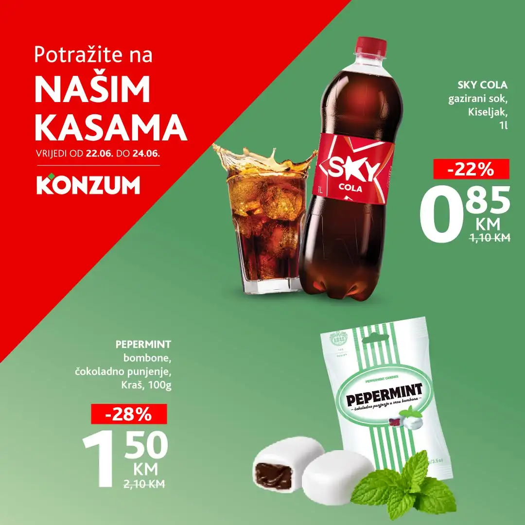 Konzum AKCIJA NA KASAMA 22-24.6.2026. - str. 1