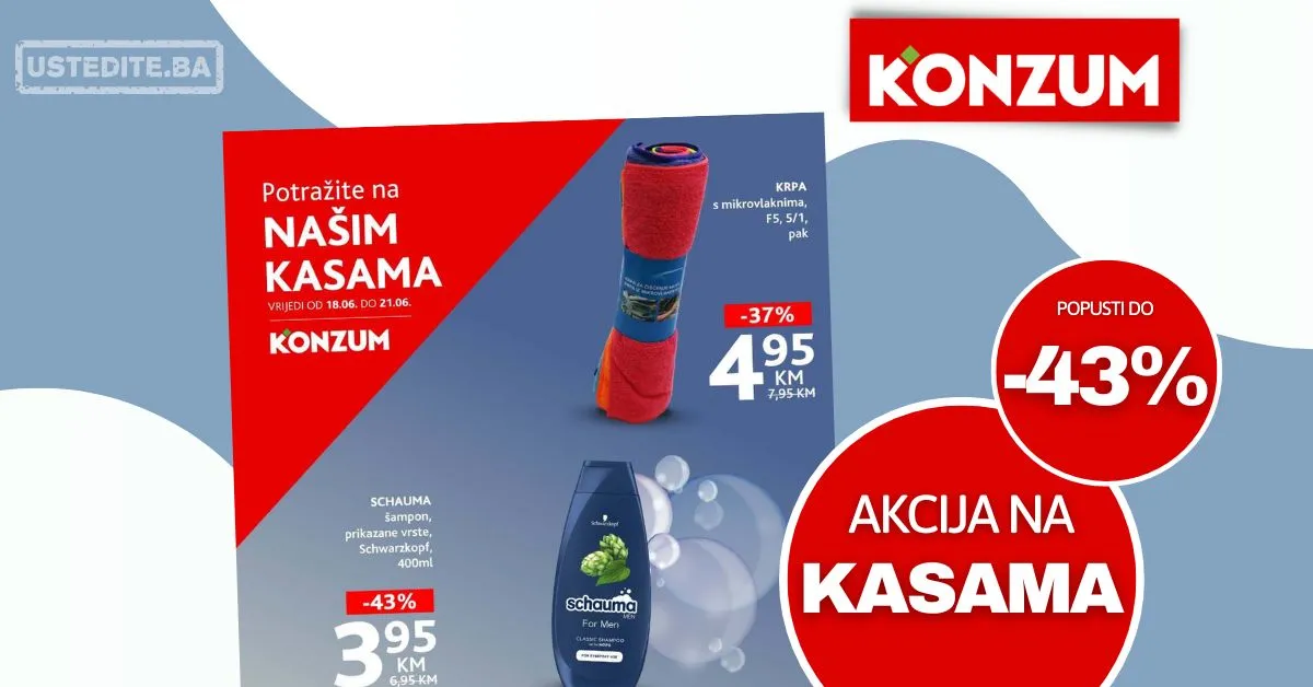 Konzum AKCIJA NA KASAMA 18-21.6.2026.