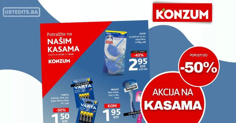 Konzum AKCIJA NA KASAMA 25-28.6.2026.