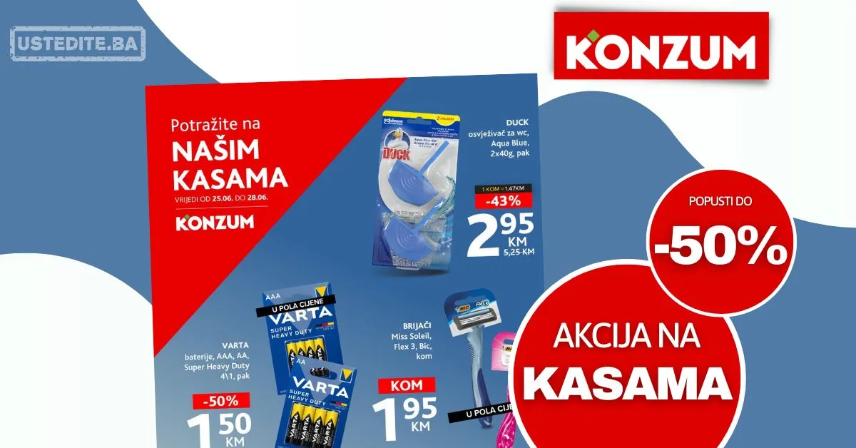 Konzum AKCIJA NA KASAMA 25-28.6.2026.
