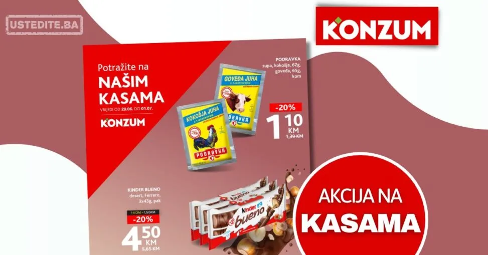 Konzum AKCIJA NA KASAMA 29.6-1.7.2026.