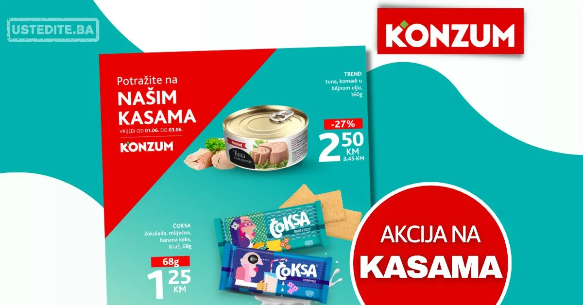 Konzum AKCIJA NA KASAMA 1-3.6.2026.
