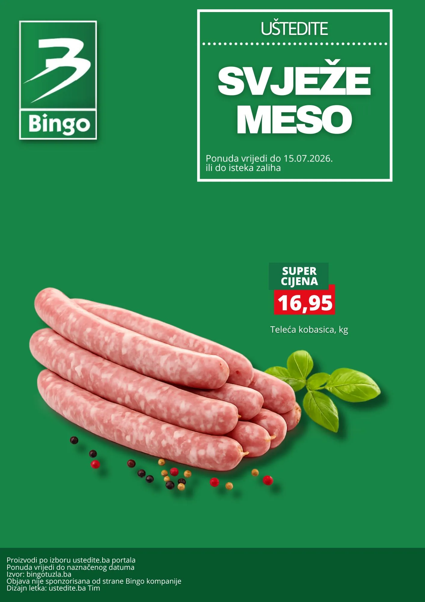 Bingo akcija MESNICA - sniženje do 15.7.2026. - str. 1