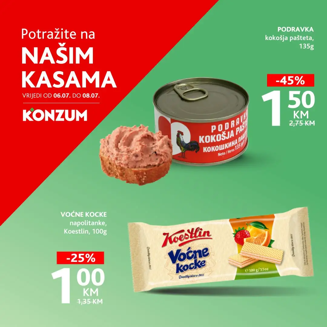 Konzum AKCIJA NA KASAMA 6-8.7.2026 - str. 1