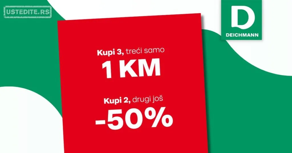 Deichmann sniženje TREĆI PAR samo 1 KM do 26.7.2026. - str. 22