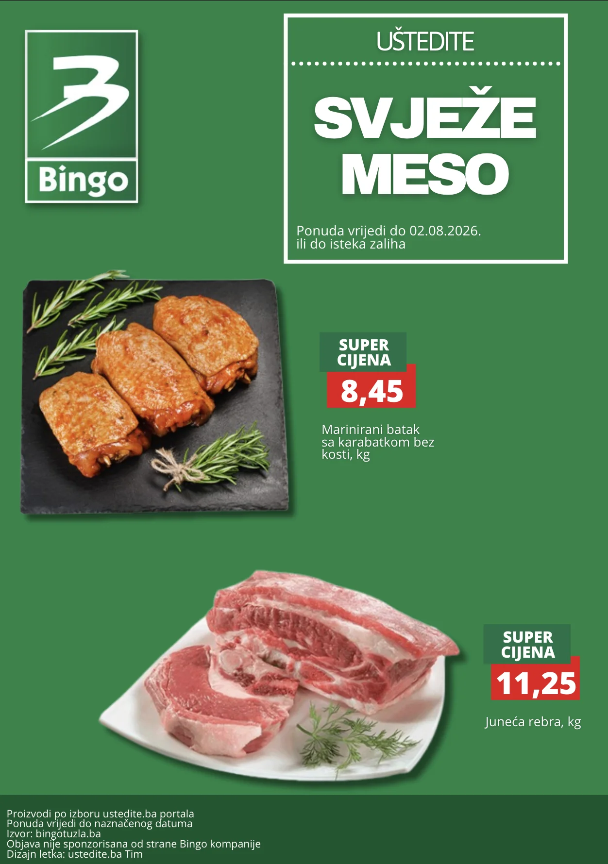 Bingo akcija MESNICA - sniženje do 2.8.2026. - str. 1