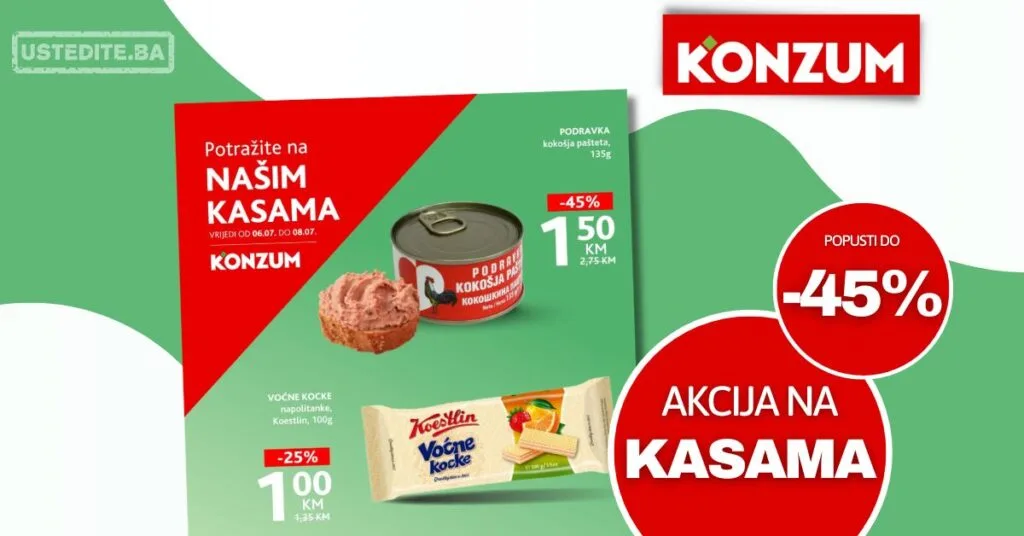 Konzum AKCIJA NA KASAMA 6-8.7.2026