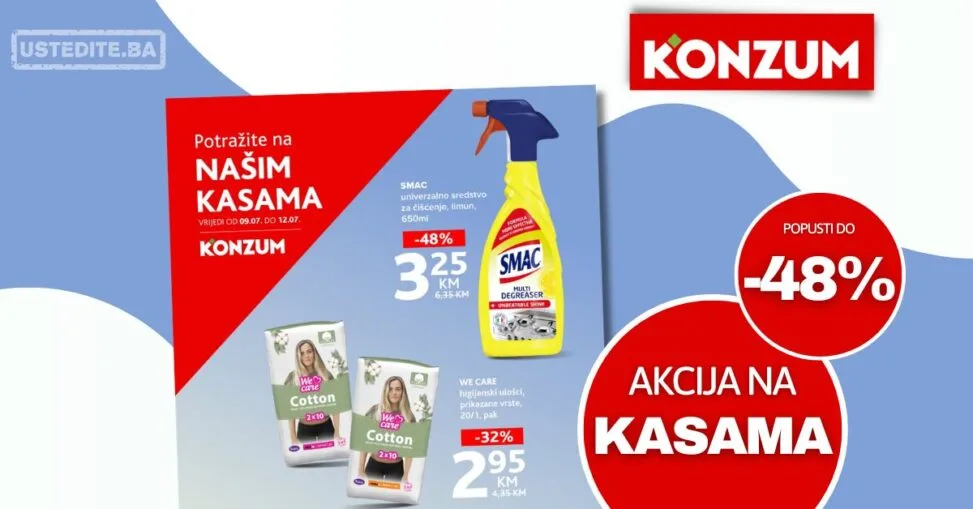 Konzum AKCIJA NA KASAMA 9-12.7.2026.