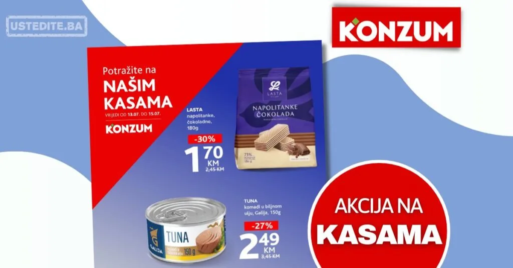 Konzum AKCIJA NA KASAMA 13-15.7.2026.