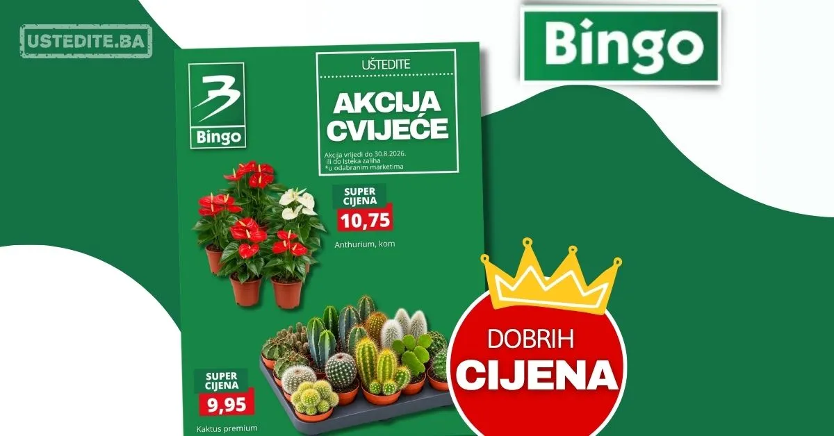 Bingo akcija CVIJEĆE - sniženje do 30.8.2026.