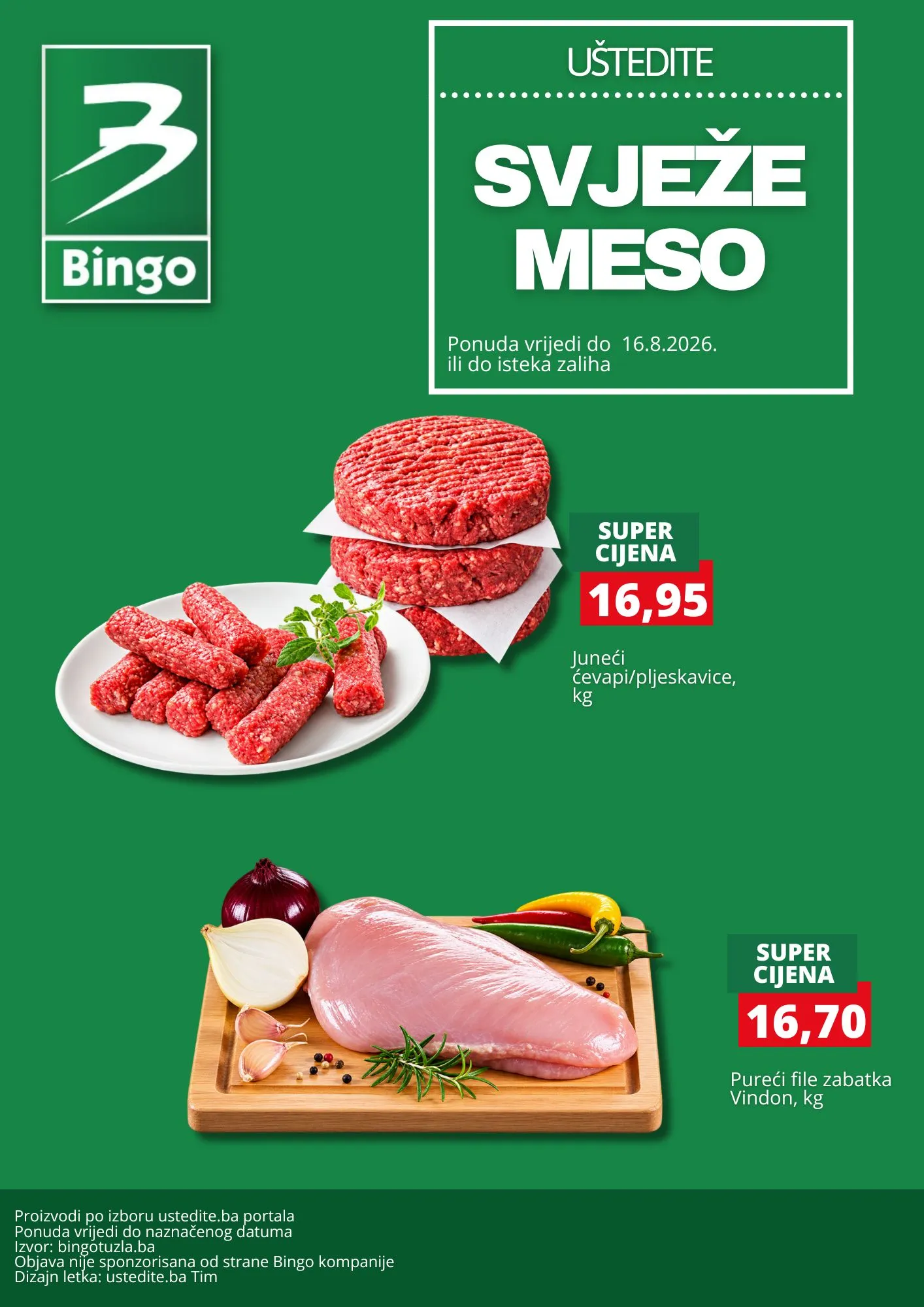 Bingo akcija MESNICA - sniženje do 16.8.2026. - str. 1