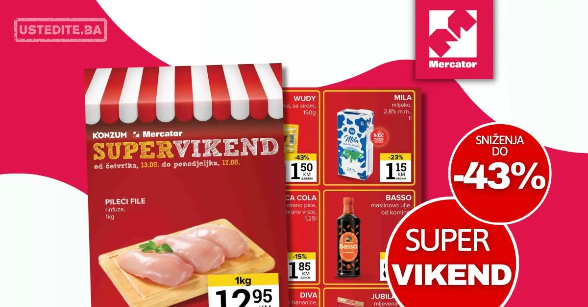 Mercator vikend akcija 13-17.8.2026.
