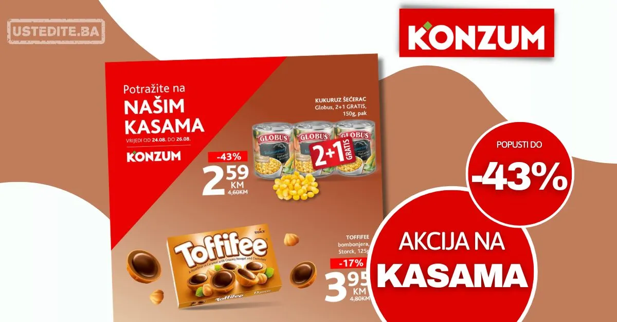 Konzum AKCIJA NA KASAMA 24-26.8.2026.