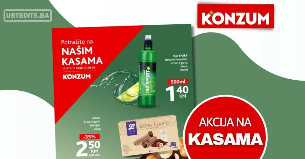 Konzum AKCIJA NA KASAMA 3-5.8.2026.