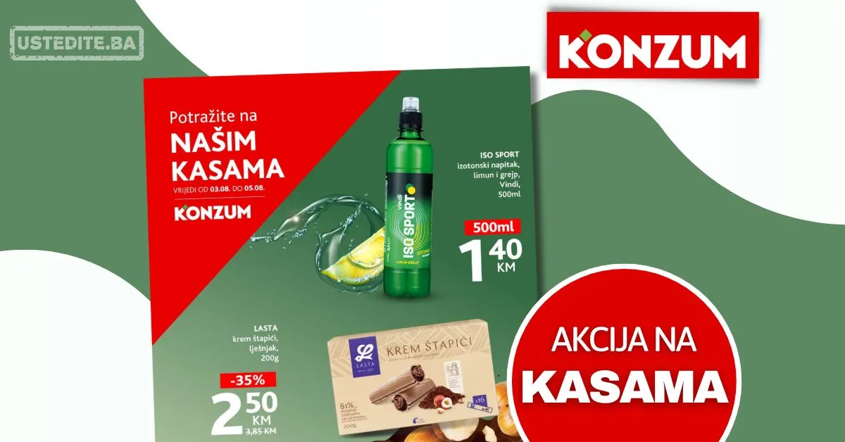 Konzum AKCIJA NA KASAMA 3-5.8.2026.
