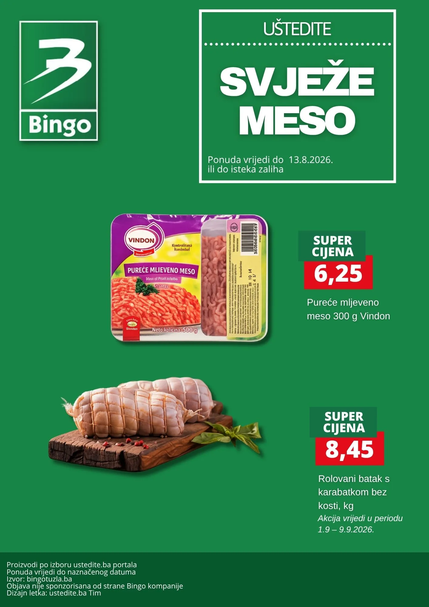 Bingo akcija MESNICA - sniženje do 13.9.2026. - str. 1