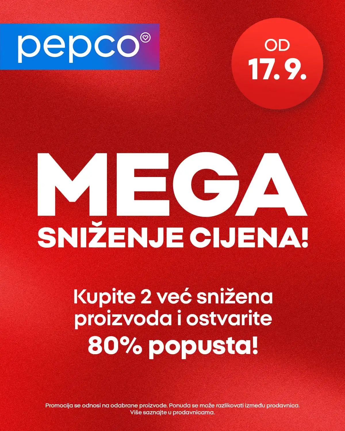 Pepco MEGA SNIŽENJE DO 80% 17-19.9.2026. - str. 1