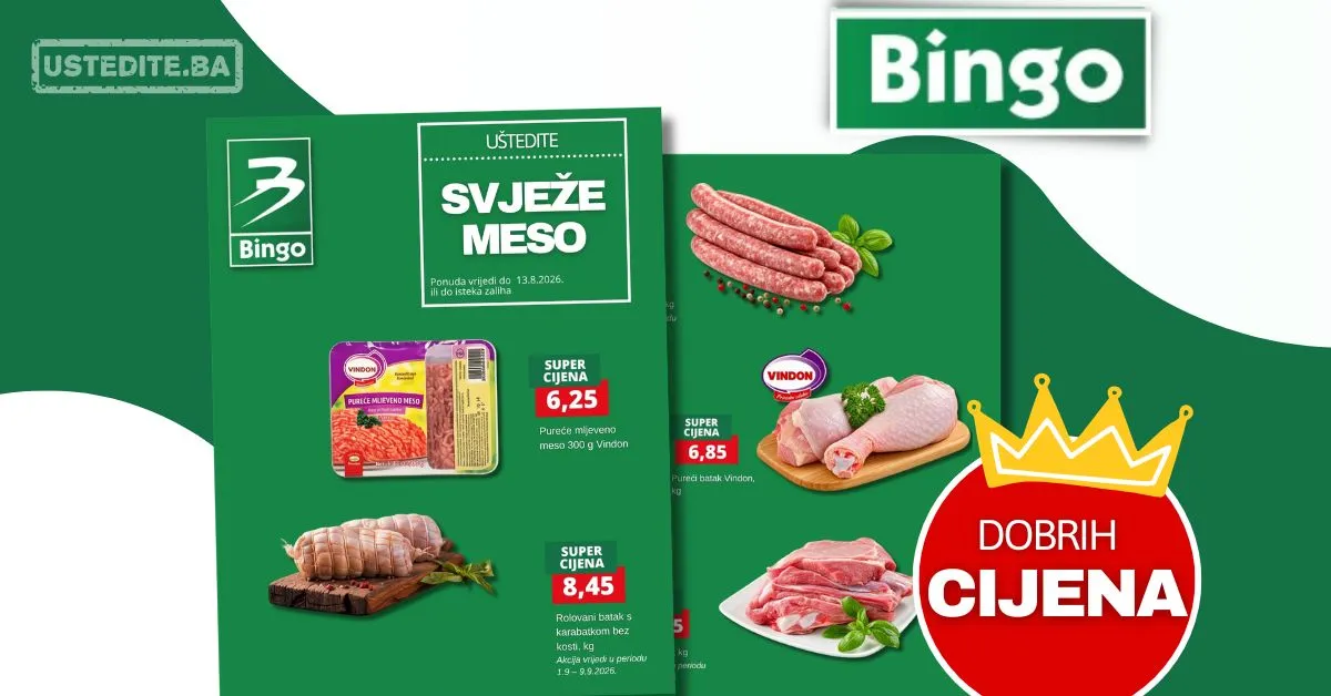 Bingo akcija MESNICA - sniženje do 13.9.2026.