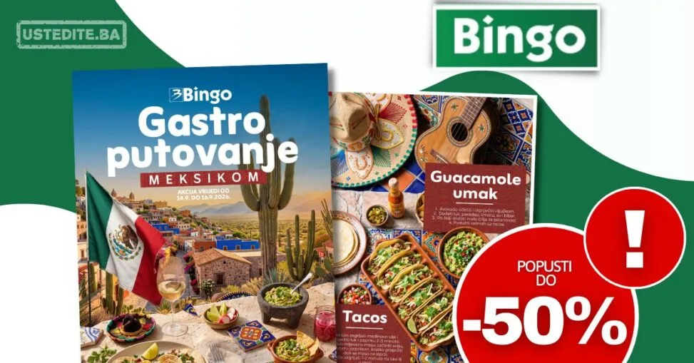 Bingo akcija GASTRO PUTOVANJE MEKSIKOM 14-16.9.2026.