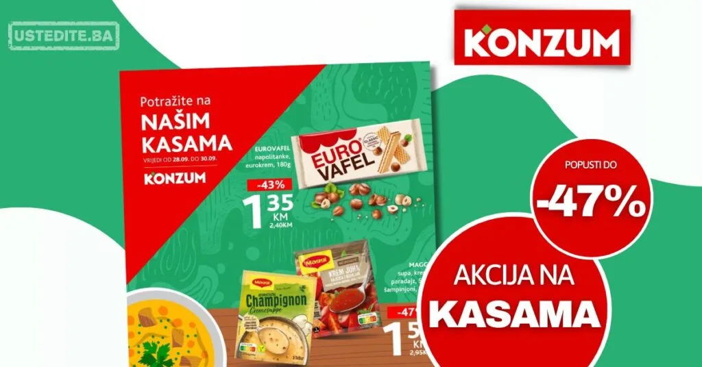Konzum AKCIJA NA KASAMA 28-30.9.2026.