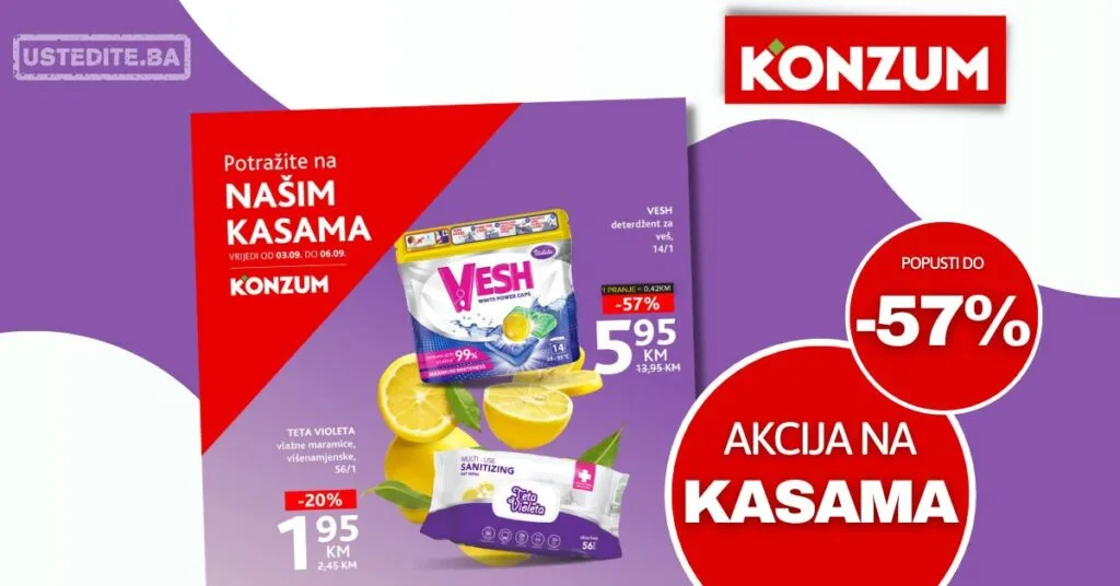Konzum AKCIJA NA KASAMA 3-6.9.2026.