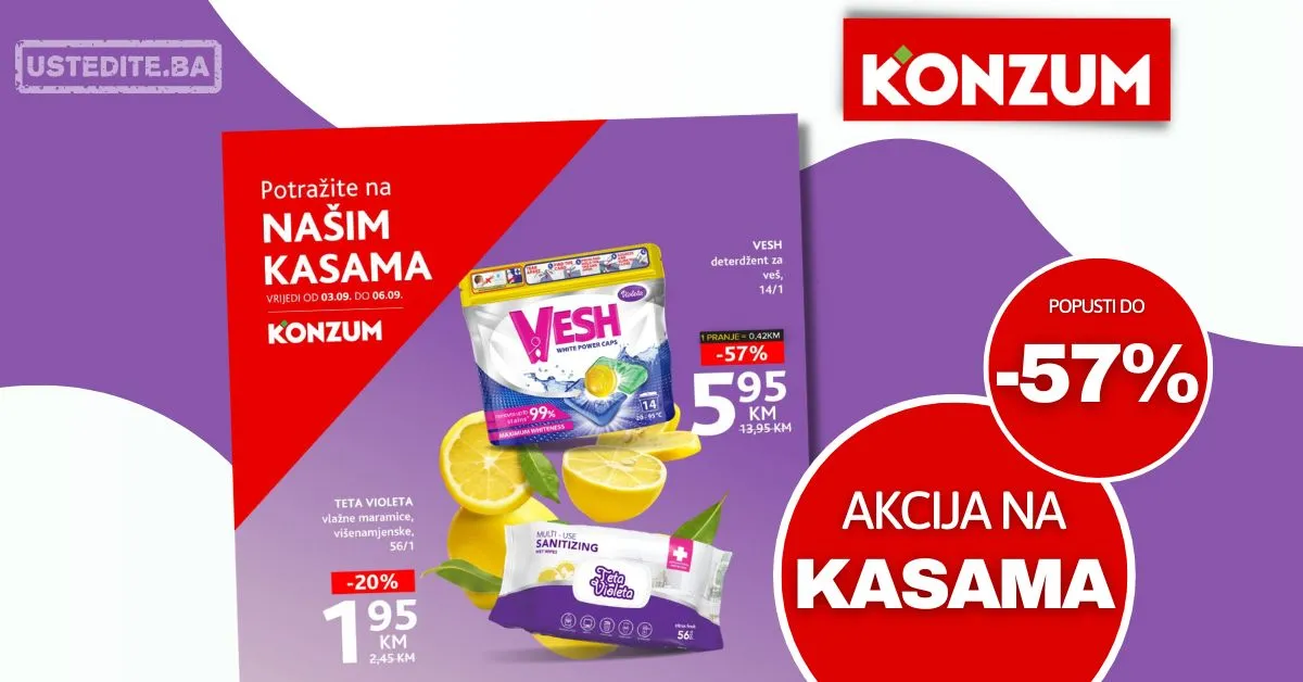 Konzum AKCIJA NA KASAMA 3-6.9.2026.