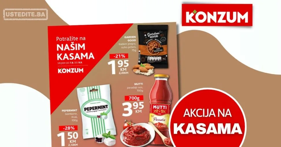 Konzum AKCIJA NA KASAMA 7-9.9.2026.
