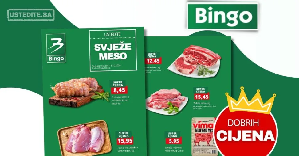 Bingo akcija MESNICA - sniženje do 18.10.2026.