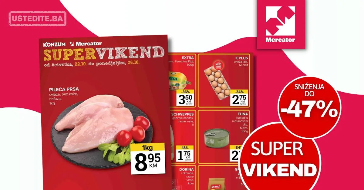 Mercator vikend akcija 22-26.10.2026.