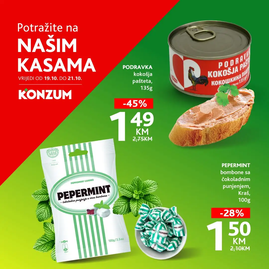 Konzum AKCIJA NA KASAMA 19-21.10.2026. - str. 1