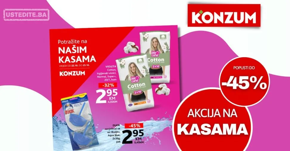 Konzum AKCIJA NA KASAMA 22-25.10.2026.