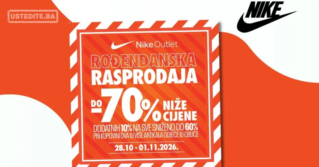 Nike Outlet rođendanska rasprodaja - popusti do 70% od 28.10-1.11.2026.